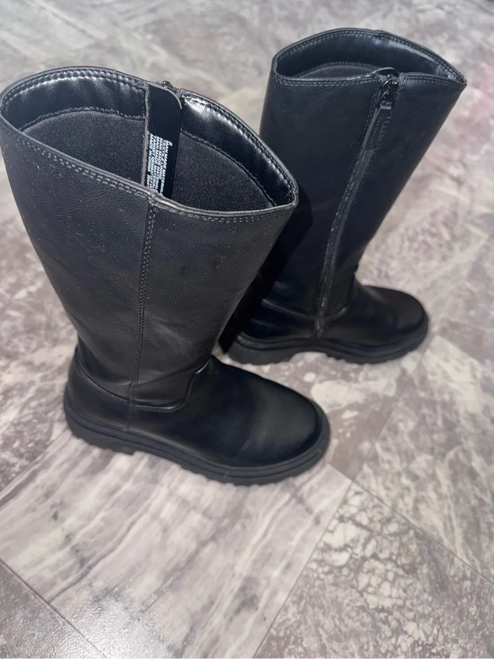 Art Class Girls Black Knee High Riding Boots Size 2 Side Zip